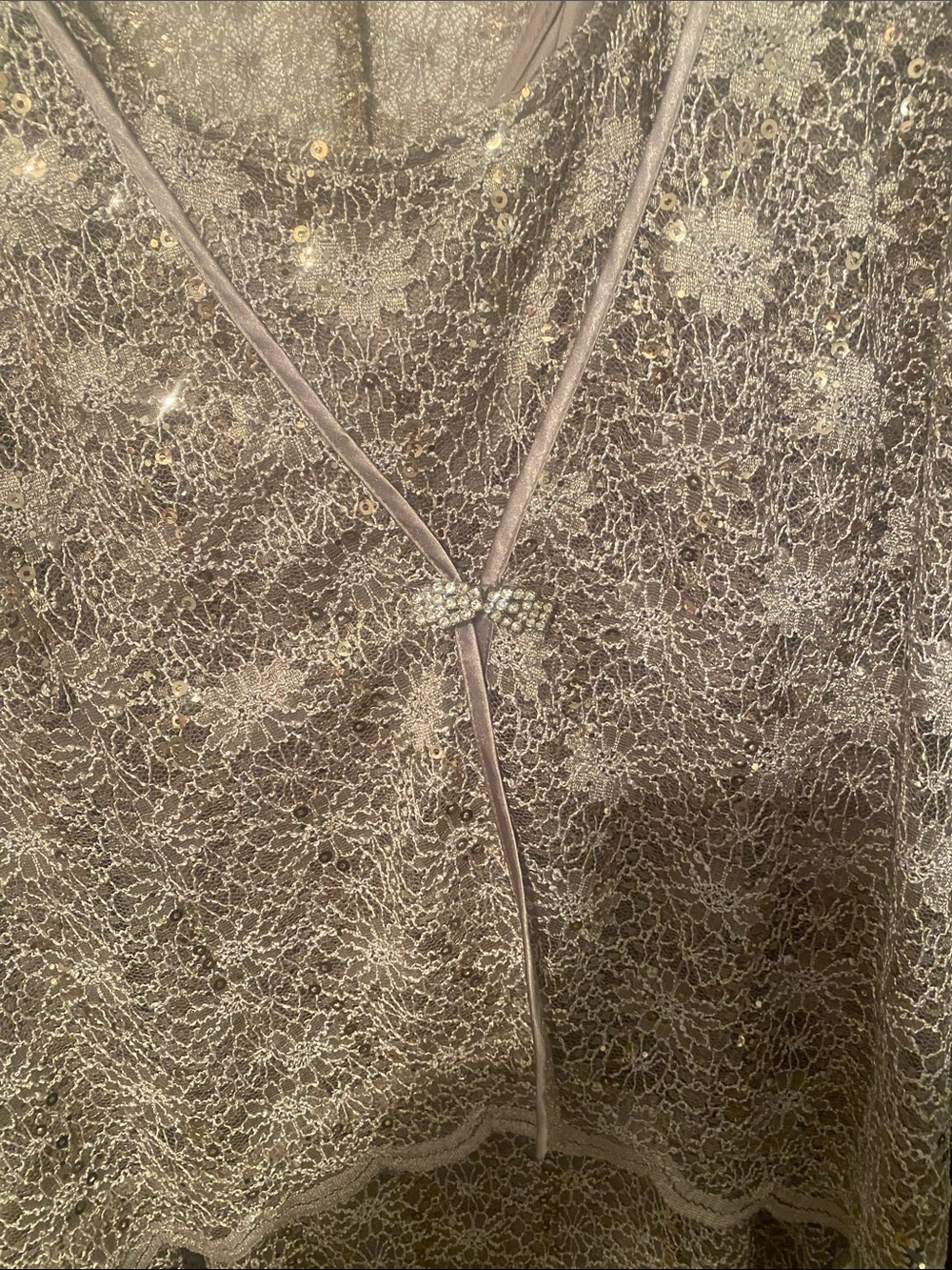 R&M Richards Blush Taupe Lace Beaded Two-Piece Evening Gown - Picture 3 of 4